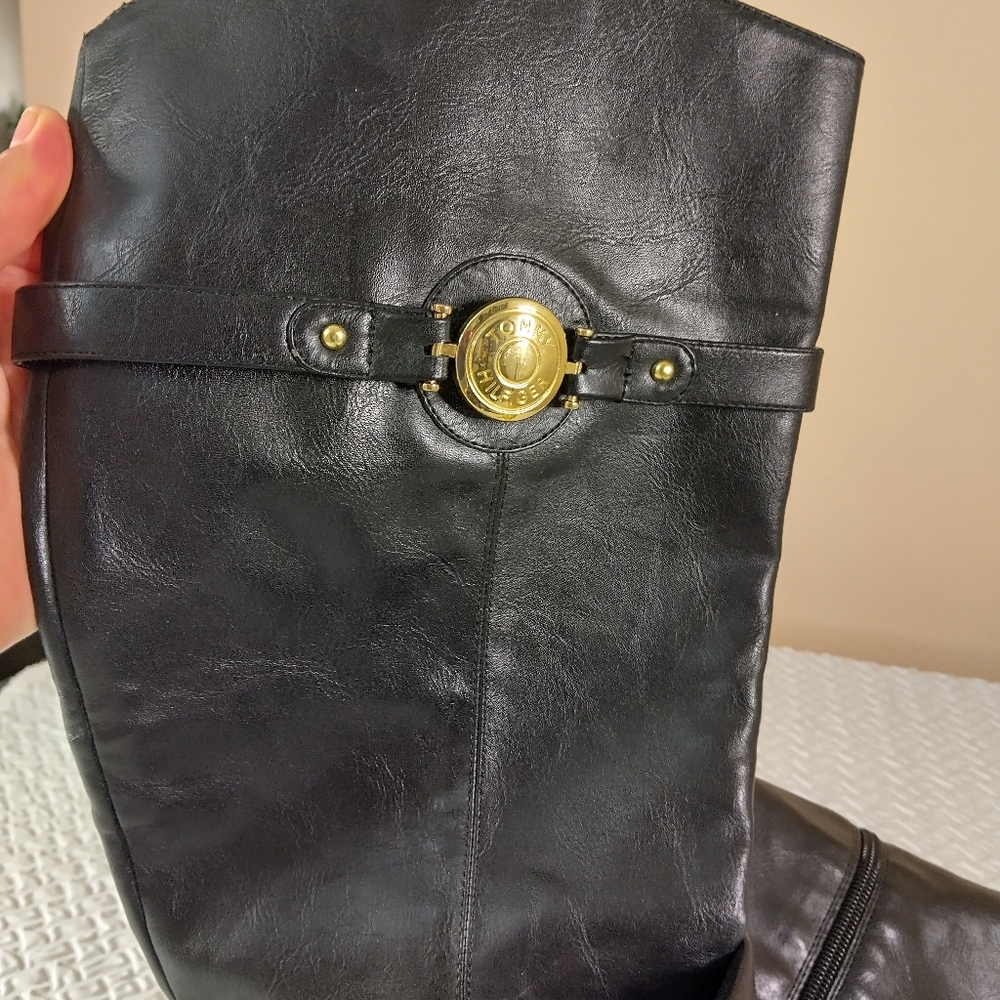 Tommy Hilfiger Riding Boots size 10 M black faux leather water resistant great - Picture 10 of 16